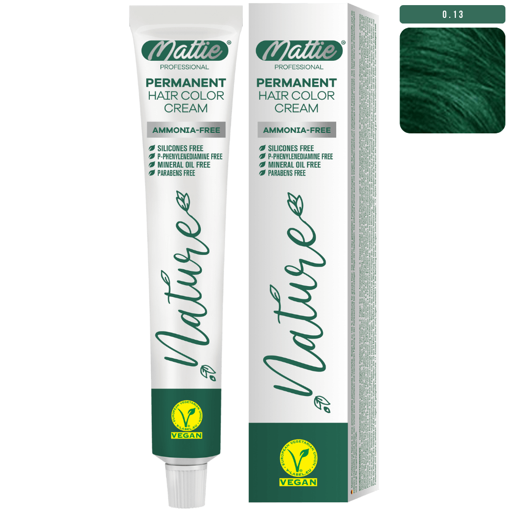 Mattie Professional Nature (0.13) Emerald Green - Vegan & Ammoniakvrije Permanente Haarkleurcrème 60ml