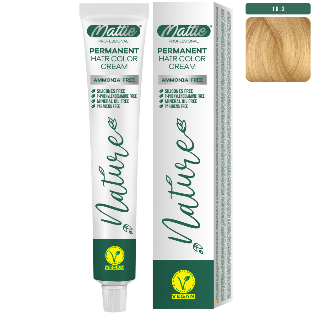 Mattie Professional Nature (10.3) Champagne Blonde - Vegan Permanent Hair Color Cream 60ml