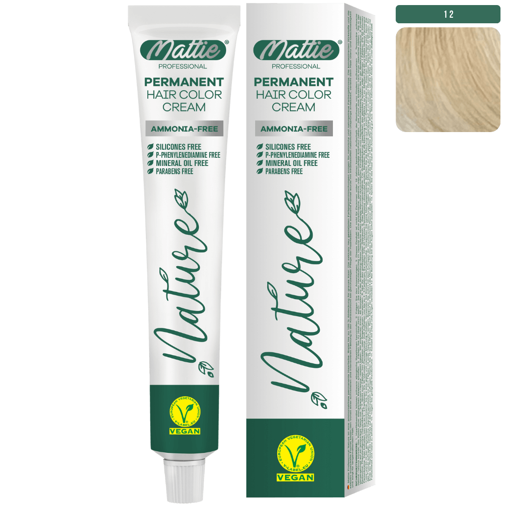 Mattie Professional Nature (12) Intens Blond Super Aclarant - Vegan Permanente Haarkleurcrème 60ml