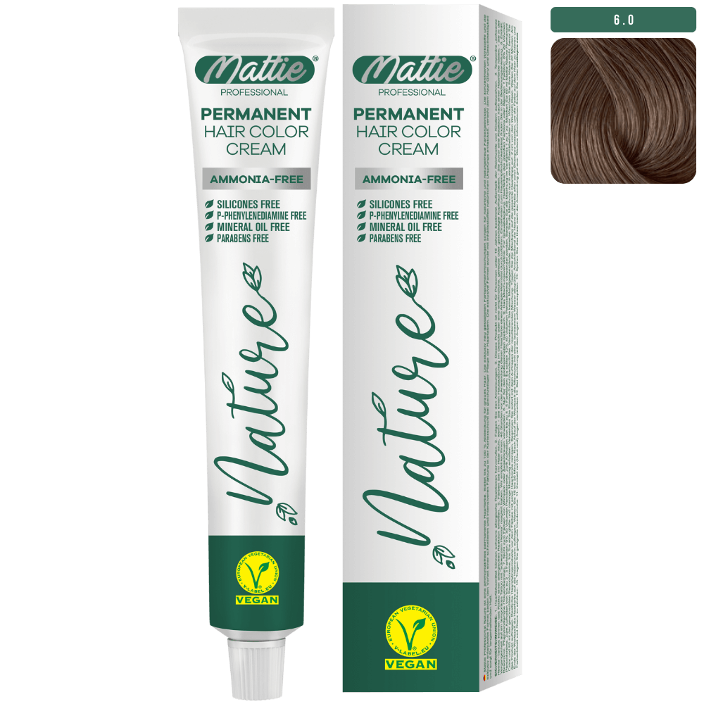 Mattie Professional Nature (6.0) Intens Donkerblond - Vegan Permanente Haarkleurcrème 60ml