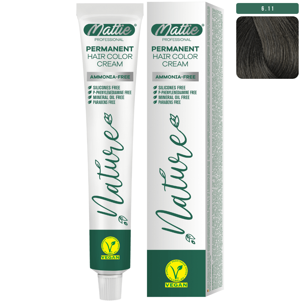 Mattie Professional Nature (6.11) Extra Donker Asblond - Vegan Permanente Haarkleurcrème 60ml