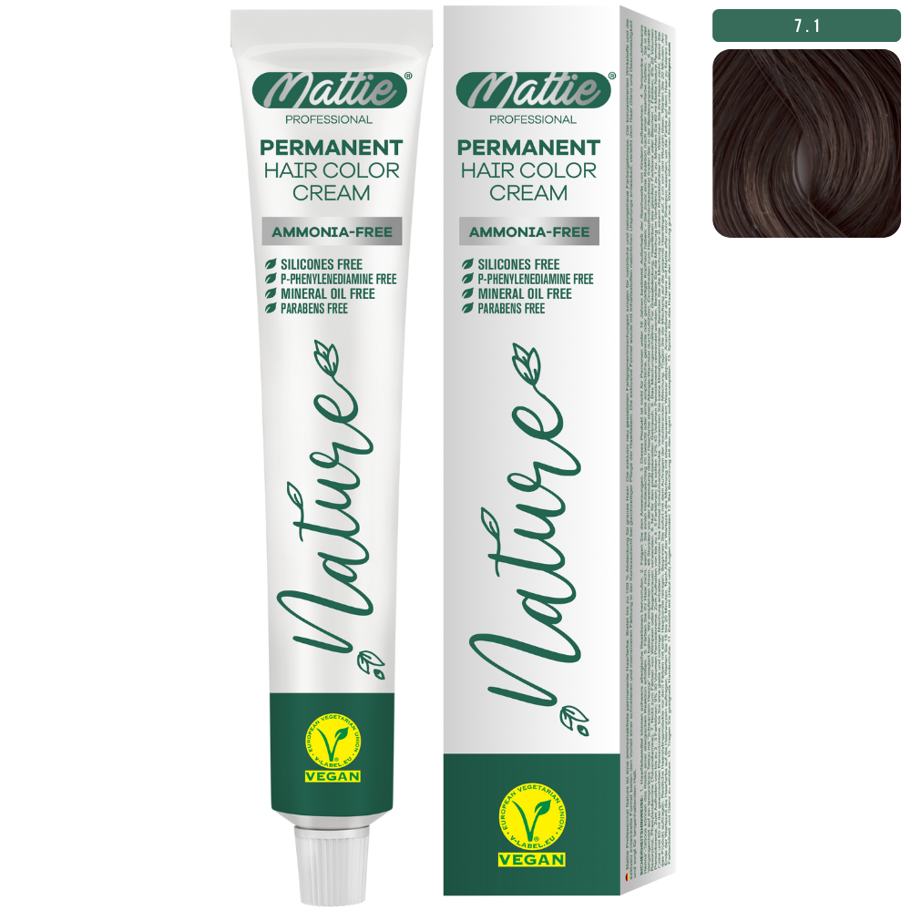 Mattie Professional Nature (7.1) Asblond - Vegan Permanente Haarkleurcrème 60ml