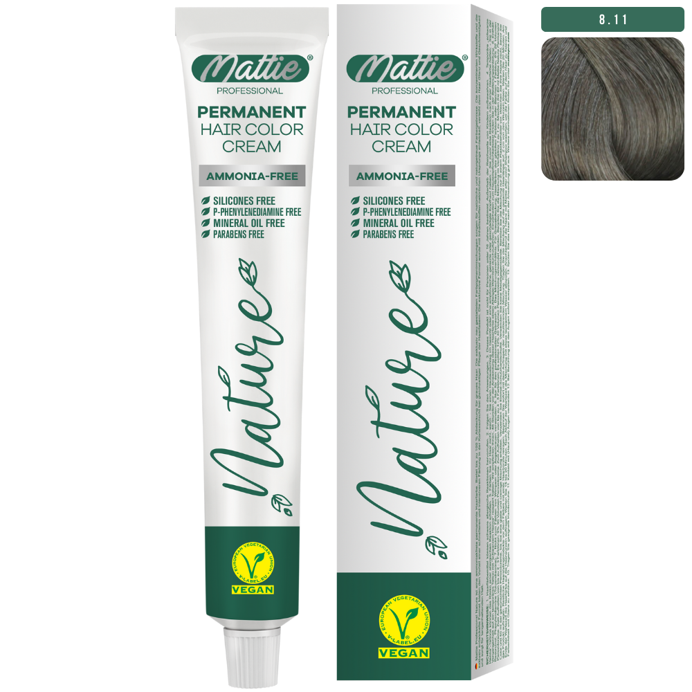 Mattie Professional Nature (8.11) Extra Licht Asblond - Vegan Permanente Haarkleurcrème 60ml